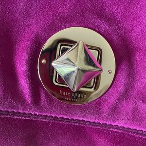 Kate Spade Fuchsia Velvet Bag with Gold Accent